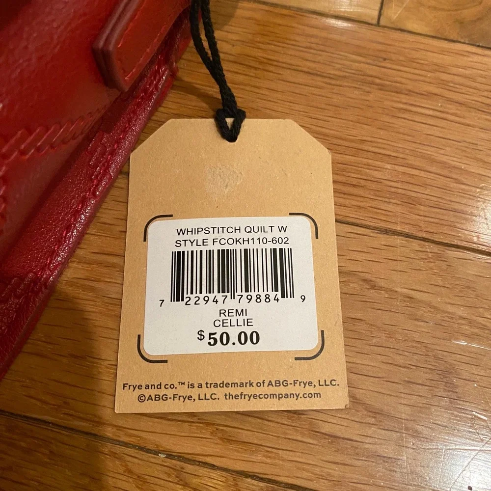FRYE AND CO. Crossbody‎ Bag Red Leather Remi Cellie Whipstitch Quilted
